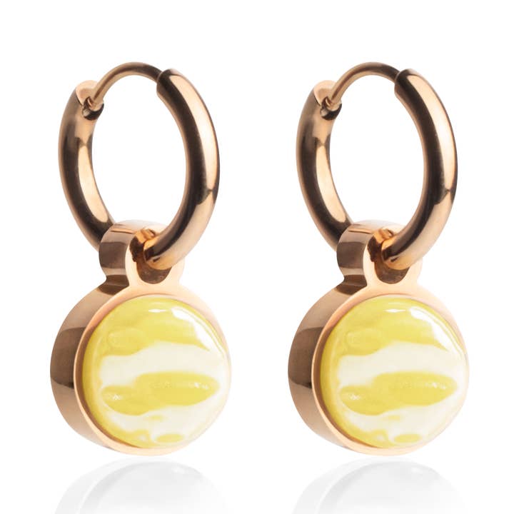 Mix & Match bøjleøreringe med vedhæng • rosé/citrongul • 12mm for engroshandel hos ALEXASCHA