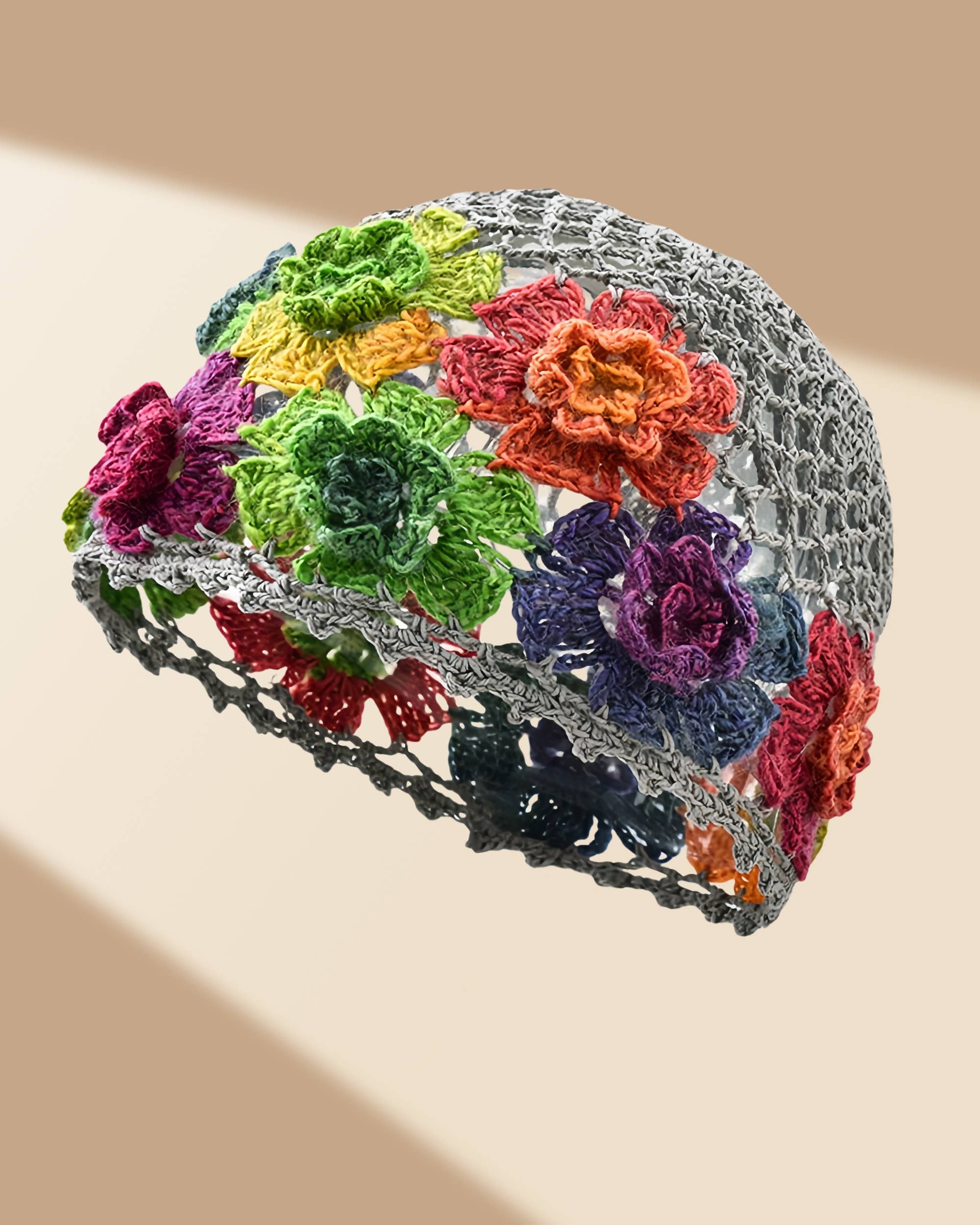 JC Sunny Fashion – Gorro - Mulher por atacado – JCH903327 Gorro Colorido 3D Vintage com Flores Boho em Croché Vazado4