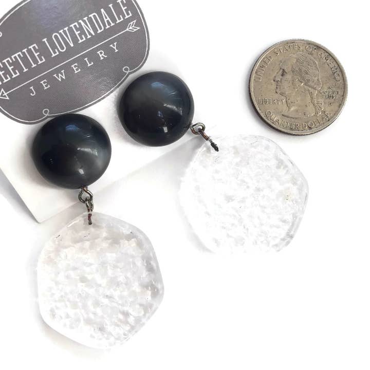 Leetie Lovendale - Wholesale Dangle Earrings - Grey & Clear Stained Glass Drop Earrings4