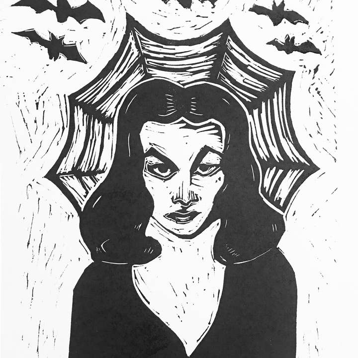 Horse & Hare – Impressão artística por atacado – Impressão artística Vampira Linocut2