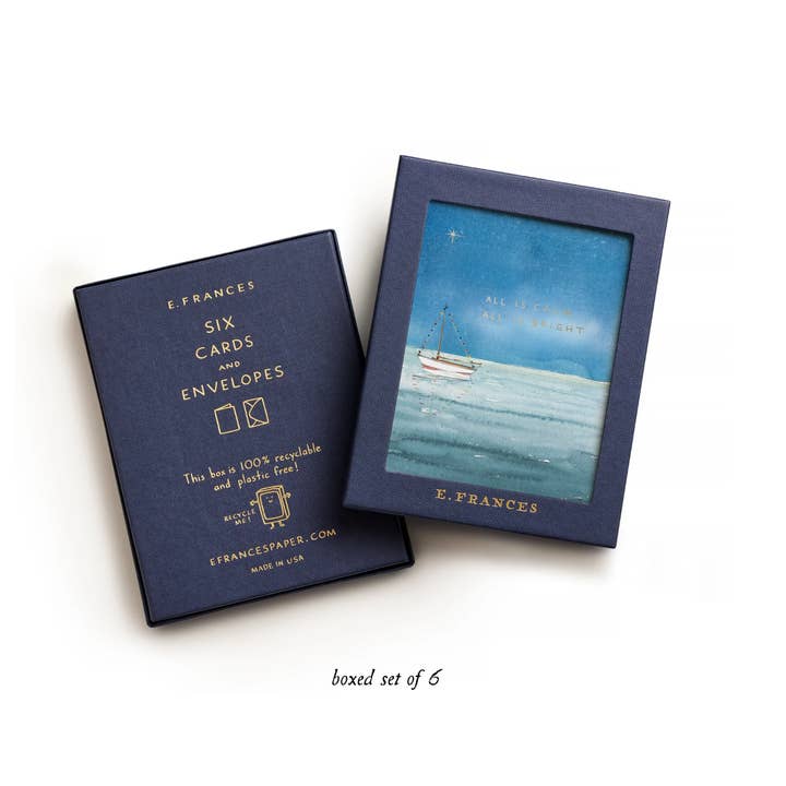 E. Frances Paper - Wholesale Christmas Card - Holiday Sailboat Card | Christmas Card (Boxed Set of 6)