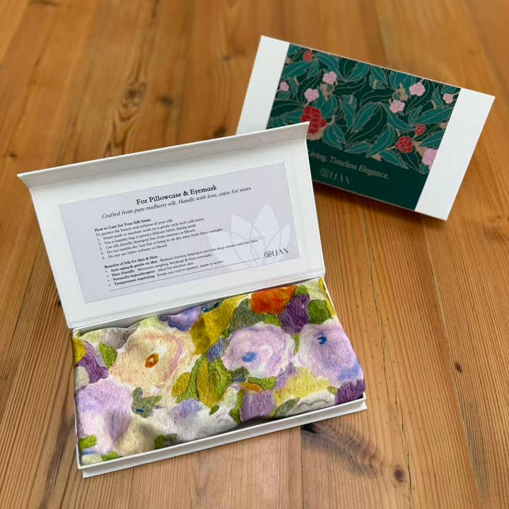 Lian Collection - Wholesale Bedding pillowcase/sham - 100% Mulberry Silk Pillowcase - Impressionist Garden Motif 3