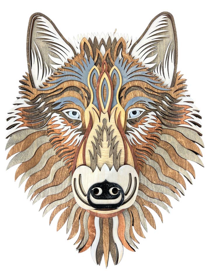 Wall Decoration Wolf Mandala 3D Art Multilayer Spiritual Woo for wholesale by Spencer's Custom Wood