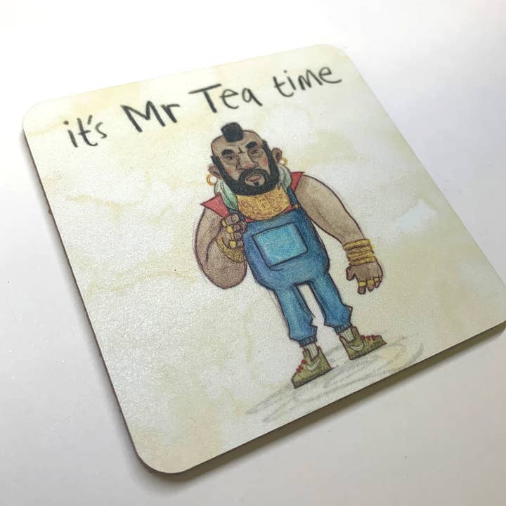 C'est l'heure du thé - M. T - Cadeaux des années 80 pour hommes - Dessous de verre pour la vente par The Grey Earl