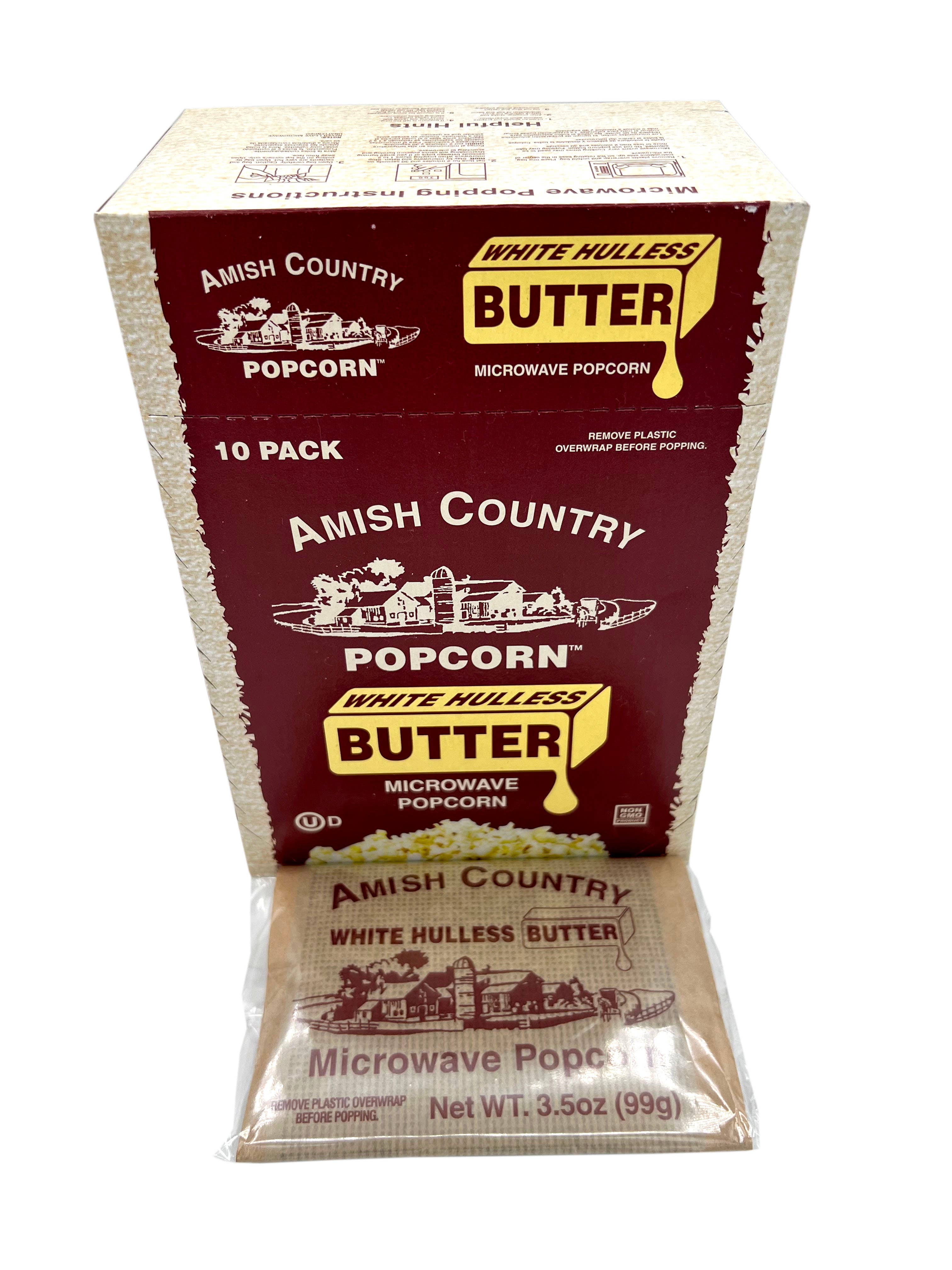 Amish Country Popcorn - Wholesale Popcorn Kernels - 10pk Microwave Buttery White Hulless Popcorn  4