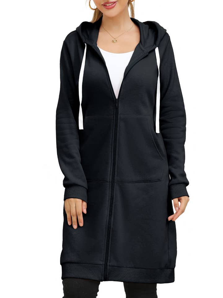NINEXIS - Vente Sweat à capuche – femme - CWOHOL448_Veste longue légère à capuche zippée14