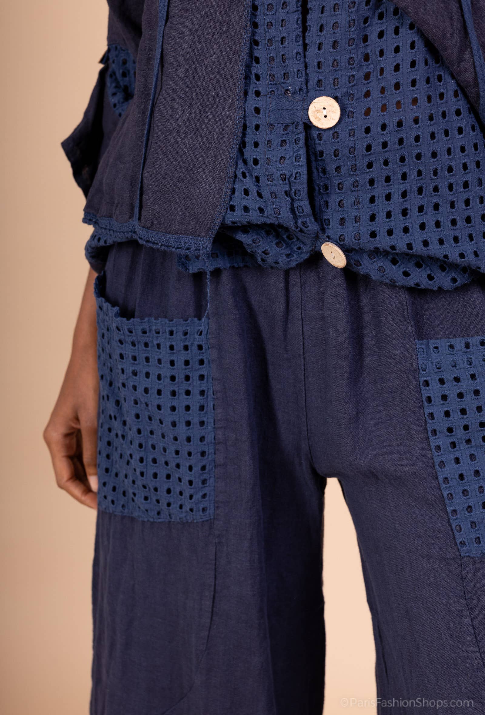 Shyloh - Wholesale Pants - Women's - Linen Trousers with Openwork Pockets 2058018