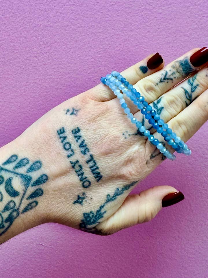 Natural Faceted Aquamarine Ombrè Bracelet 4mm for wholesale by Luxury House of Crystals