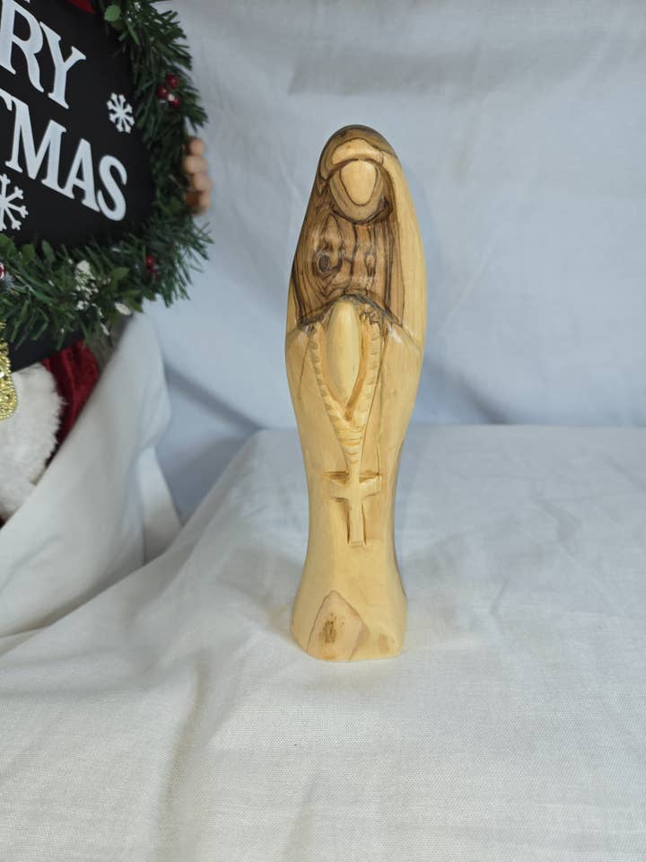 Blessed Mary holding Rosary C for wholesale by Holyland Artisans