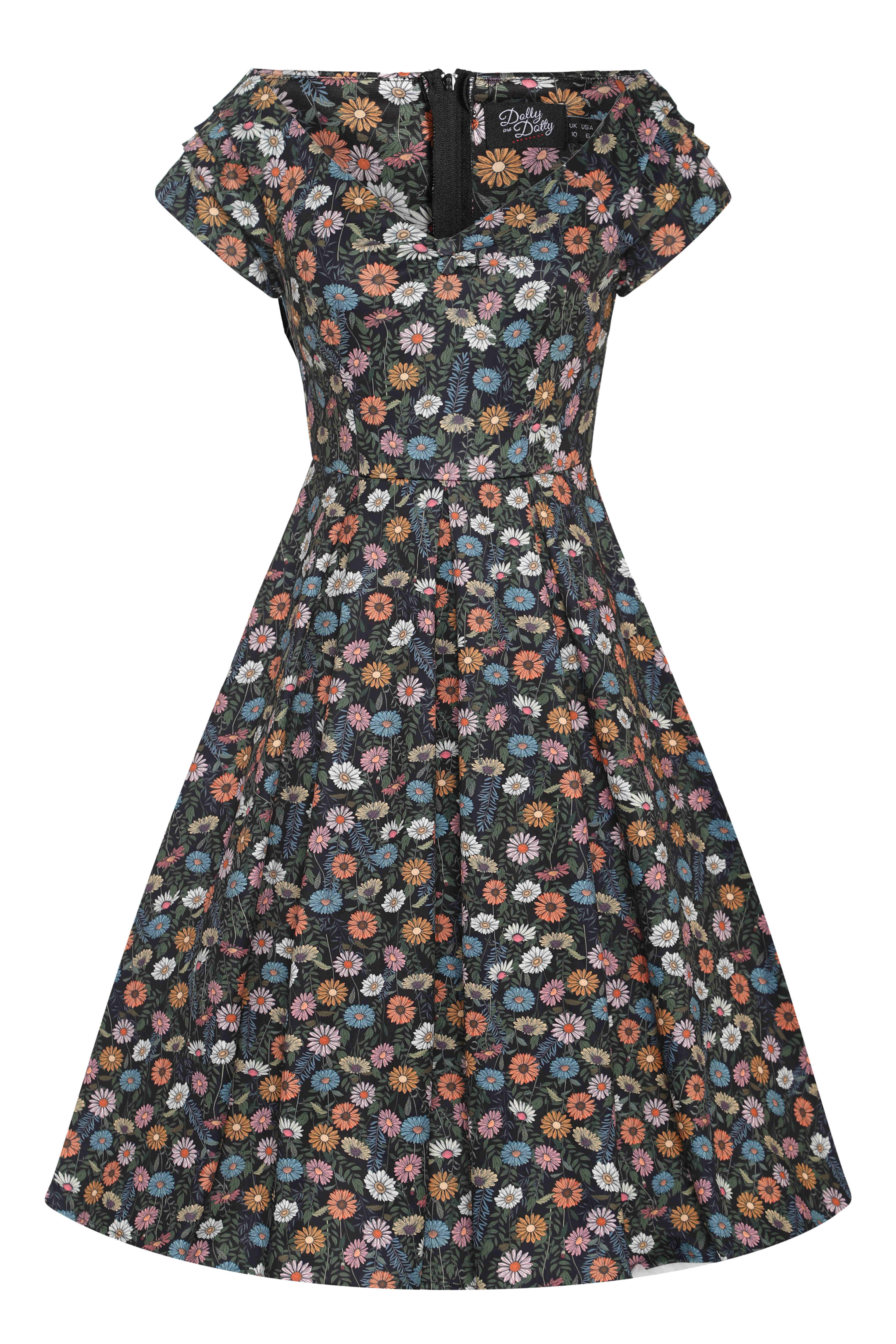 Dolly & Dotty – wholesale Dress – Women's – Lily Black Wildflower Off-Shoulder Dress2