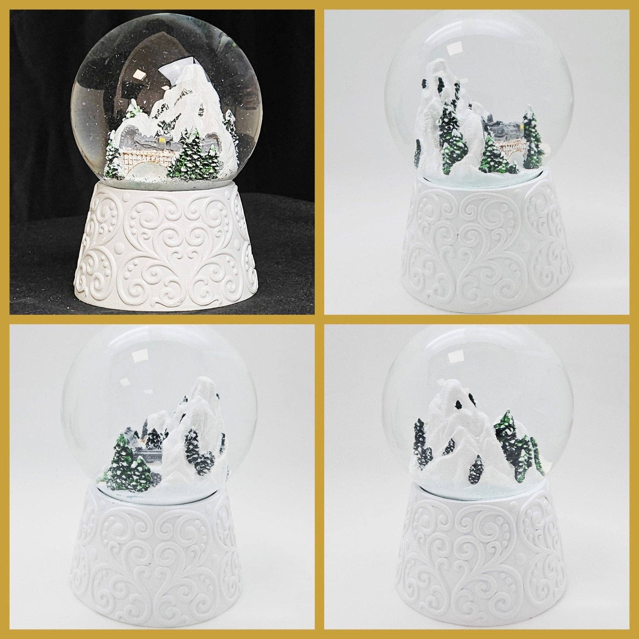 Schneekugelhaus - Vendita all'ingrosso Palla di neve - Bambini e neonati - Sfera di neve nostalgica paesaggio montano su base bianca3