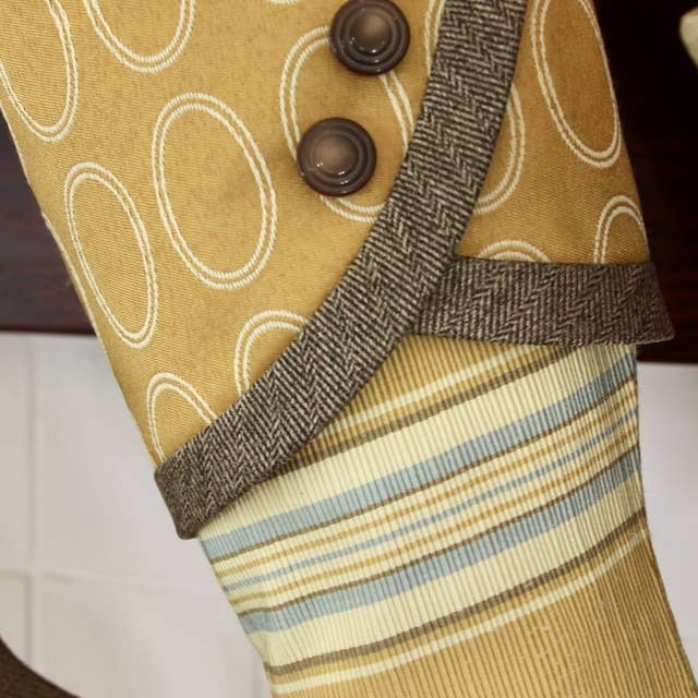 The Sunday Studio - Wholesale Holiday Stocking - Lakehouse Style Blue and Yellow Handmade Christmas Stockings2