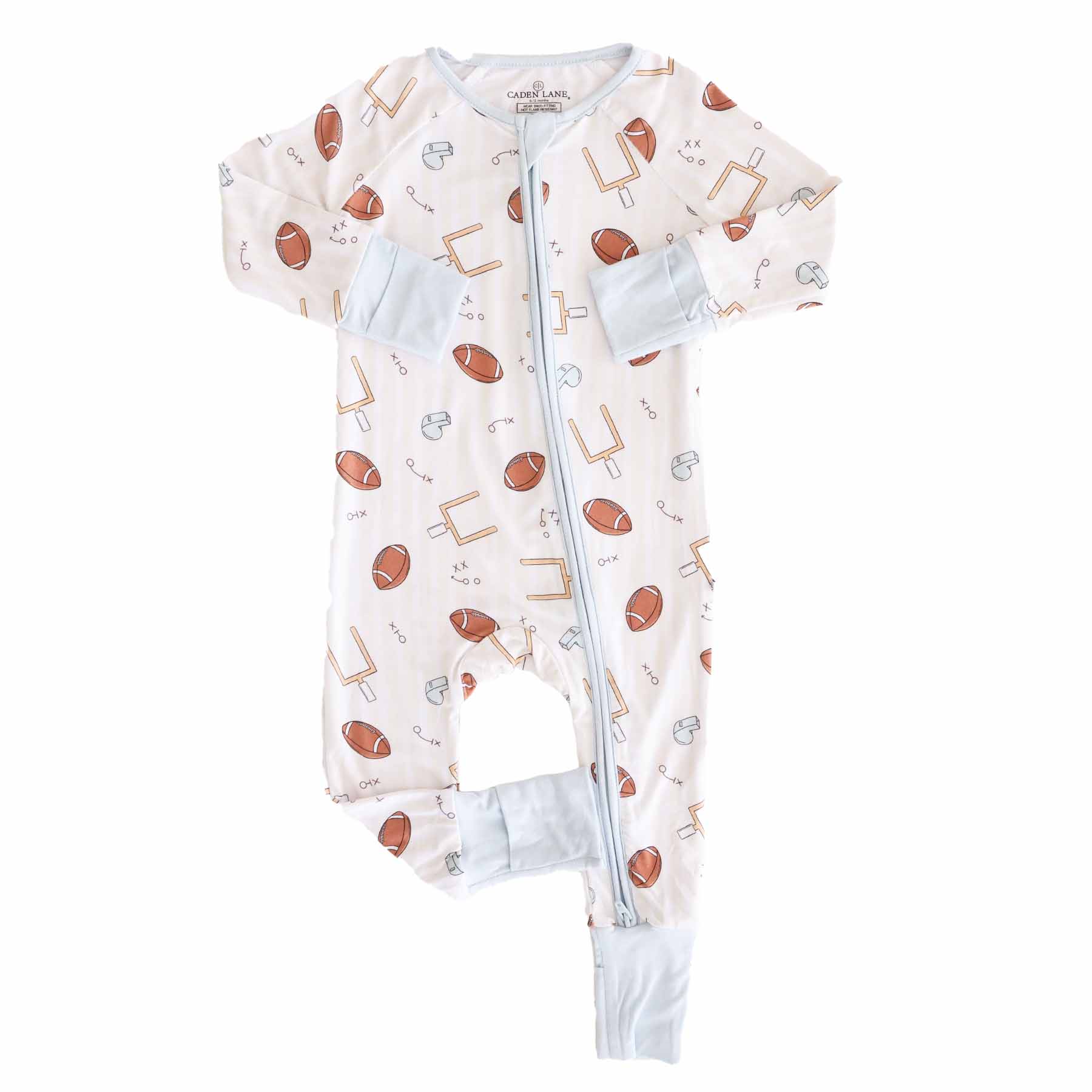 Caden Lane - Wholesale Jumpsuit - Baby - Tiny Touchdowns Convertible Zip Romper | Neutral1