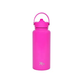 Personalized Water Bottle, Straw Cap, Pink Mermaid Model 