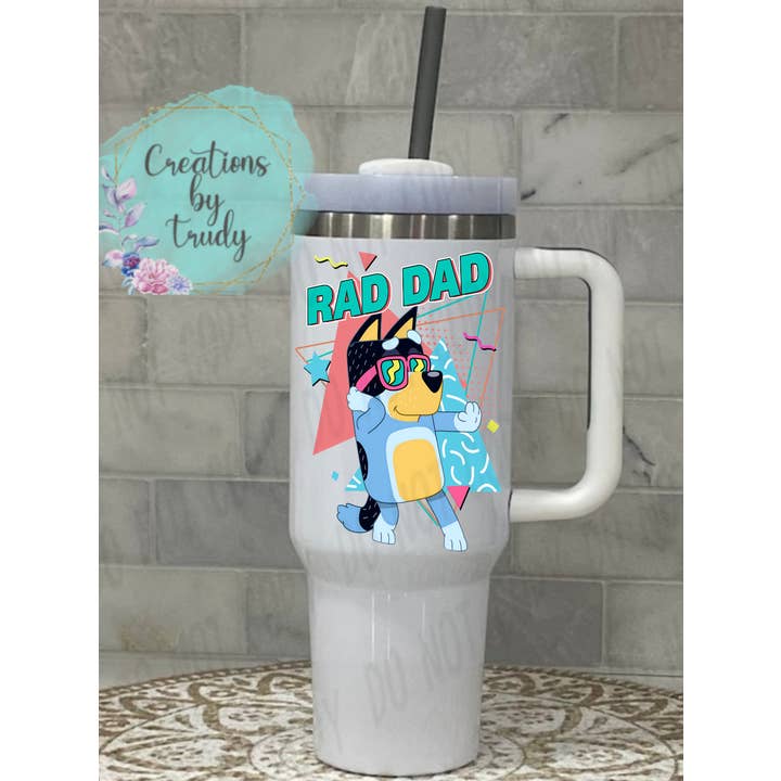 Rad dad bluey - 40oz stainless steel tumbler for wholesale by Creations by Trudy