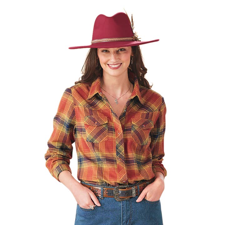 Sunset Plaid Flannel Western Shirt for wholesale by Back in the Saddle