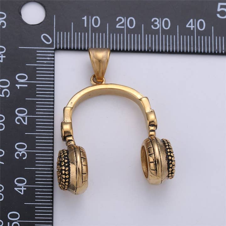 Aim Eternal - Wholesale Individual charm/pendant - Silver Headphone Pendant, Black Headset Charm, Gold DJ Charm, Music Charms, Gold Beats Pendant Hip Hop Pendant Men Jewelry J-678~J-6802