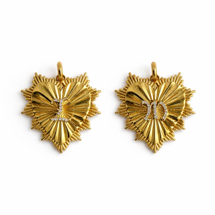 Radiant Heart Pavé Initial Pendant for wholesale by LB Beadz