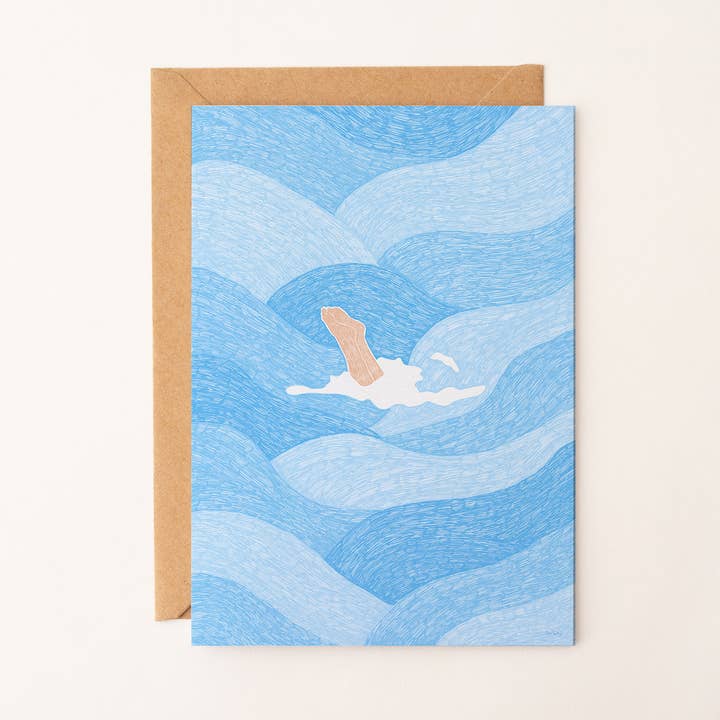 Cartolina "Tuffarsi nell'Acqua" – Illustrazione Estiva per la vendita all'ingrosso da parte di Rio Soléy