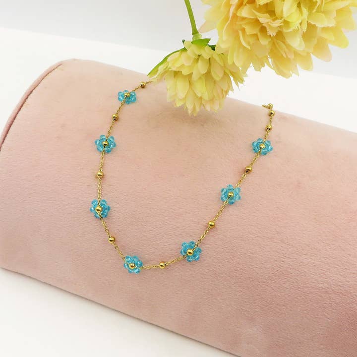 Daemon srls - Wholesale Pendant/Charm Necklace - DAISY ~ ACCIAIO INOSSIDABILE ~ Collana con fiori e cristalli15