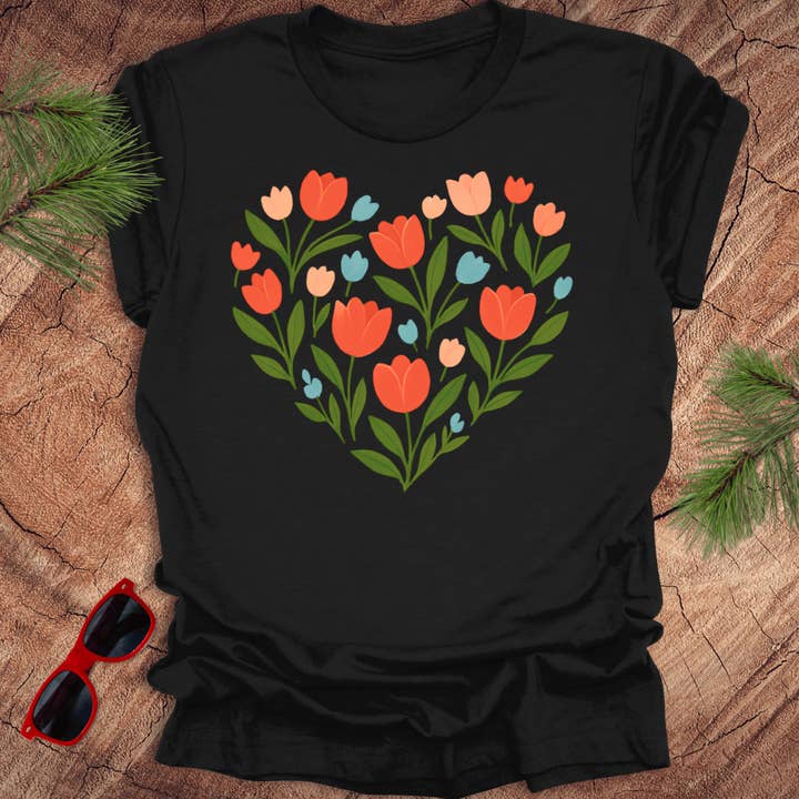 Tulips Heart Tee for wholesale by Wandering Owl Adventure Co.