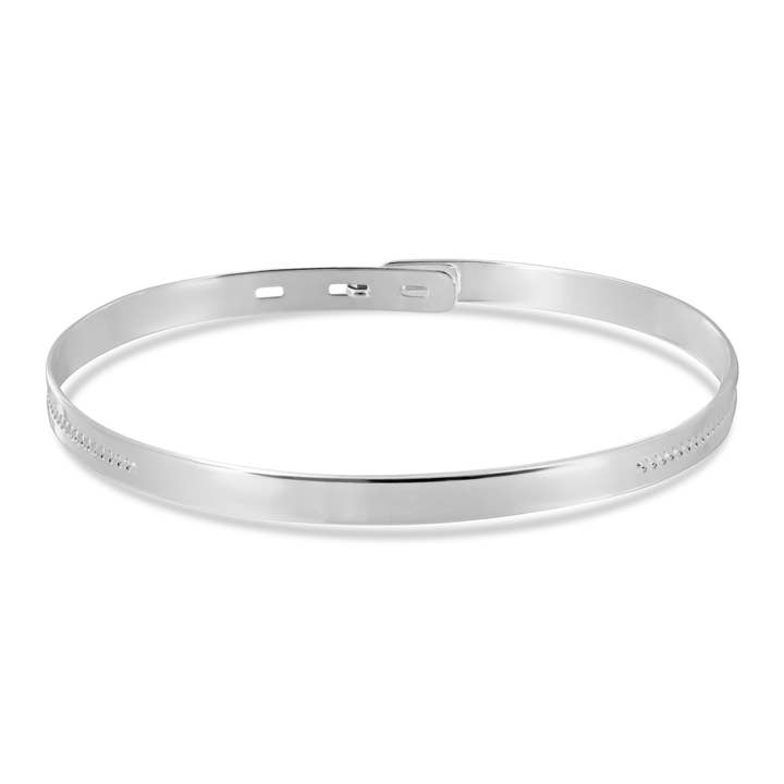 Half-beaded 925 silver bangle for wholesale by Enomis