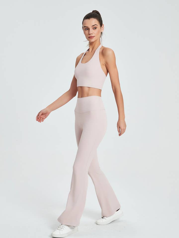 91thelabel - Wholesale Activewear Set - Women's - Daphne Lycra® Halter Neck Sports Bra & Flare Pant Set 12