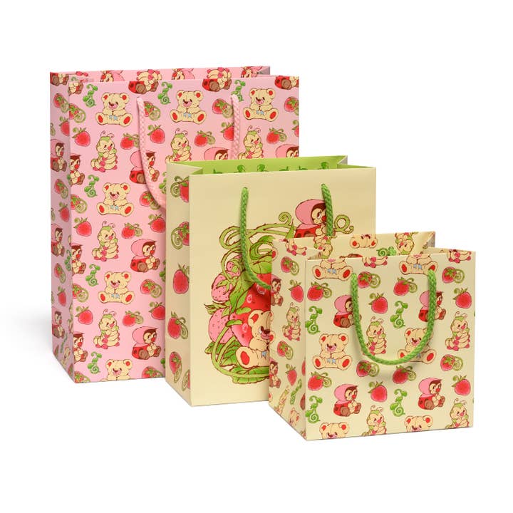 Strawberry Critters gift bags for wholesale by Red Cap Cards