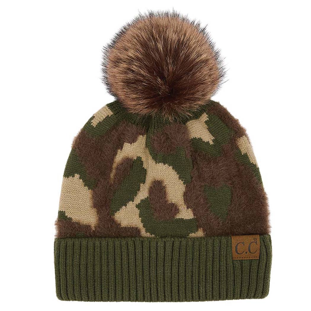 Fashion City - Wholesale Beanie - Women's - Abstract Camo Print Beanie with Pom-Pom4