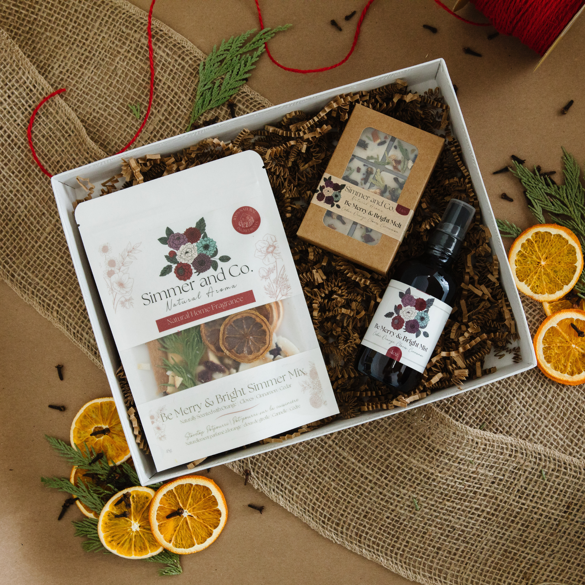 Simmer and Co Natural Aroma - Vente Pots-pourris - Coffret Cadeau Joyeux – Trio d'Arômes Joyeux & Lumineux0