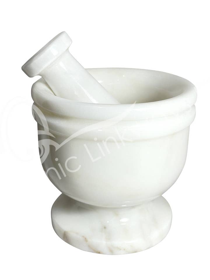 (PC)MORTAR & PESTLE - MARBLE, WHITE 2.5" for wholesale by Oceanic Linkways Inc