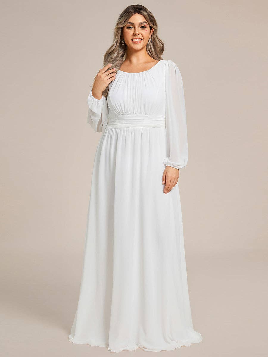 Ever-Pretty - Wholesale Gown - Women's - Plus Size Long Lantern Sleeves Round Neck Bridesmaid Dress34