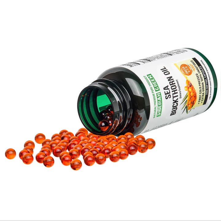 SiberianGreen - Wholesale Oral Supplement/Vitamin - Siberian Sea Buckthorn Oil 200 Softgels Cold Pressed Unrefin