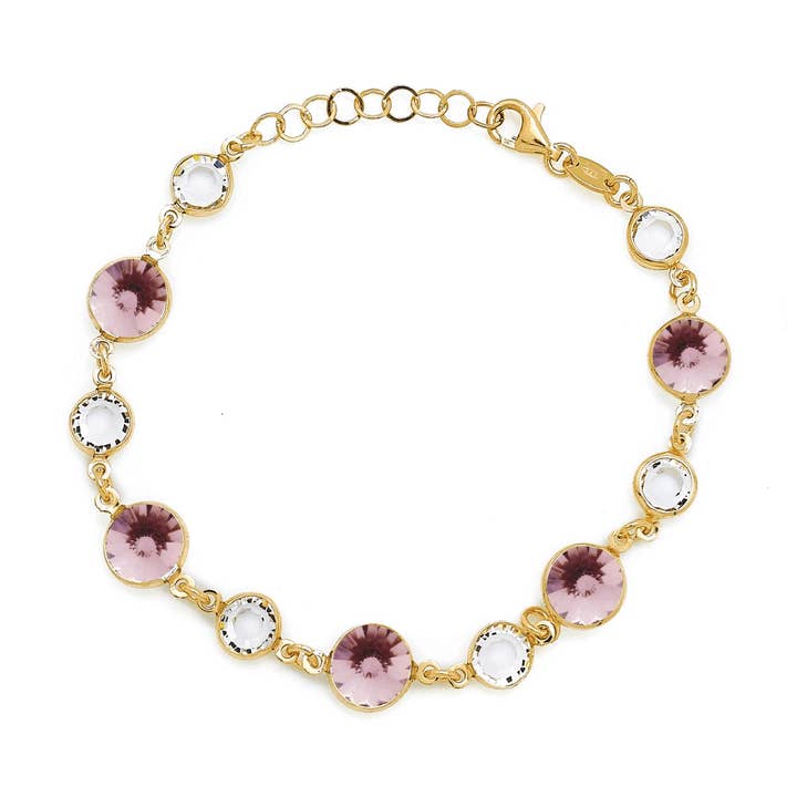 Armband Basic cirklar 7 och 9 mm kristall i silver med guldbeläggning för wholesale av Victoria Cruz