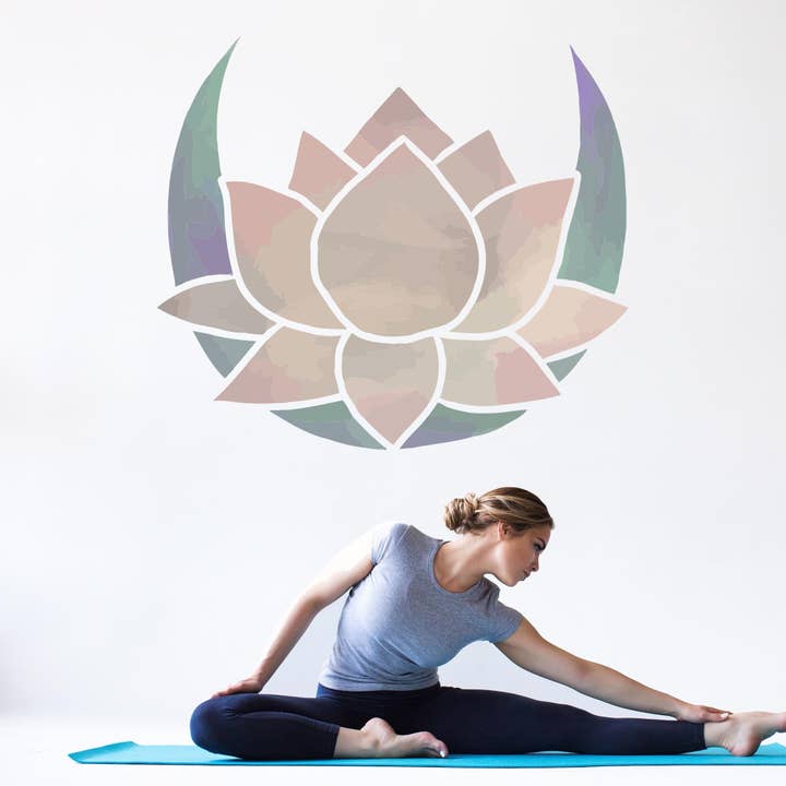 Sticker mural Fleur de lotus et lune V204 pour la vente par WANDKIND