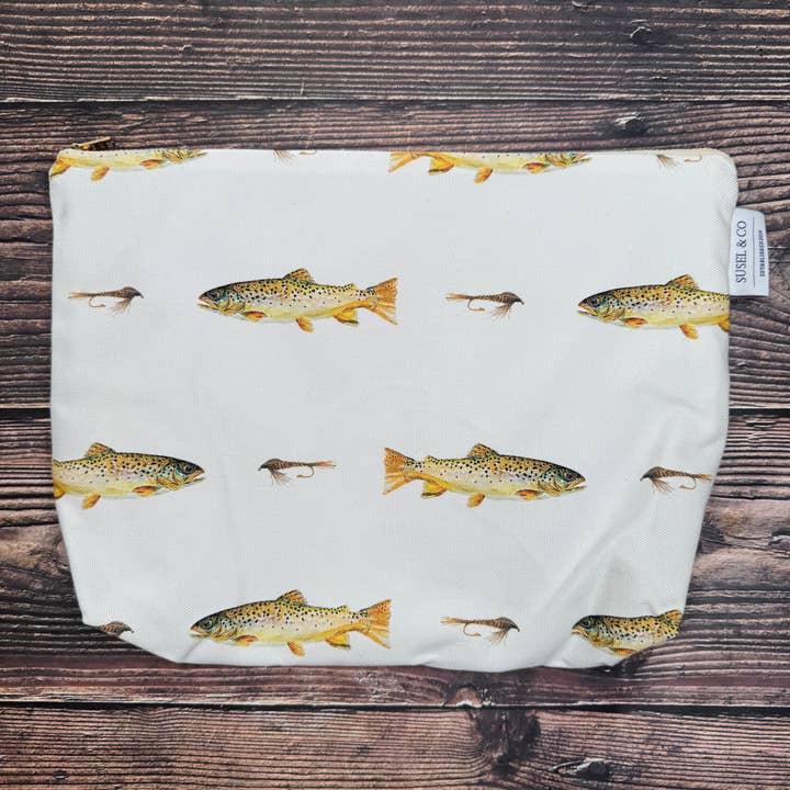 Brown Trout - Wash Bag for wholesale by Susel & Co