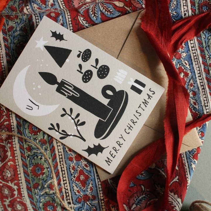 Lauren Marina - Vente Cartes de Noël - Carte de Noël en noir et blanc « Merry Christmas »2