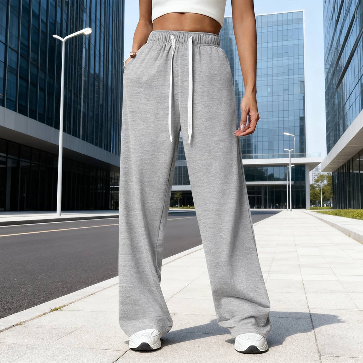 Lily Clothing - Wholesale Pants - Women's - Side pocket straight-leg thickened sweatpants0