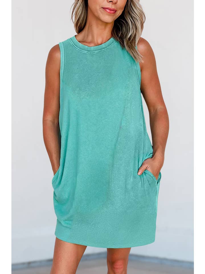 Aapparella - Wholesale Dress - Women's - Mineral Wash Tank Mini Dress with Pockets | S-XL