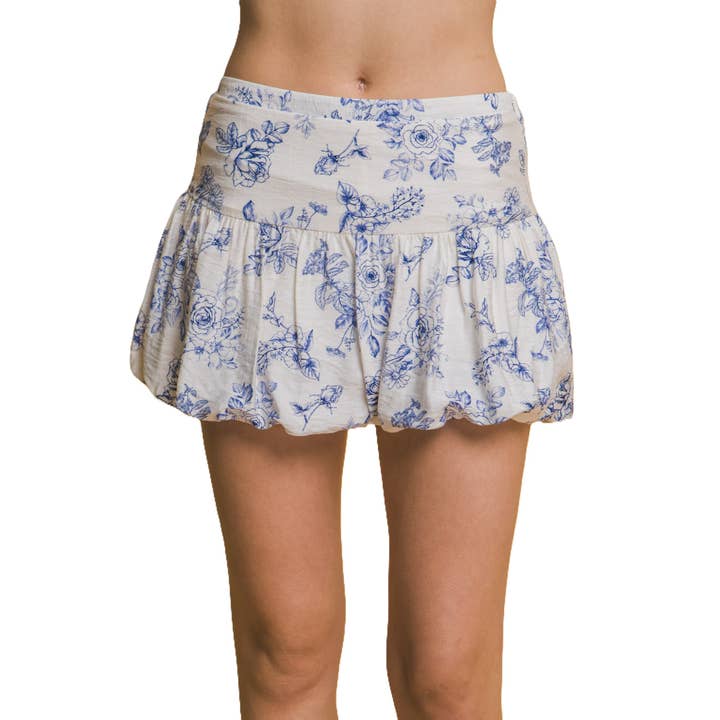 Rose Print Bubble Mini Skort with Floral Pop and Summer Move for wholesale by Blue Bunny Inc