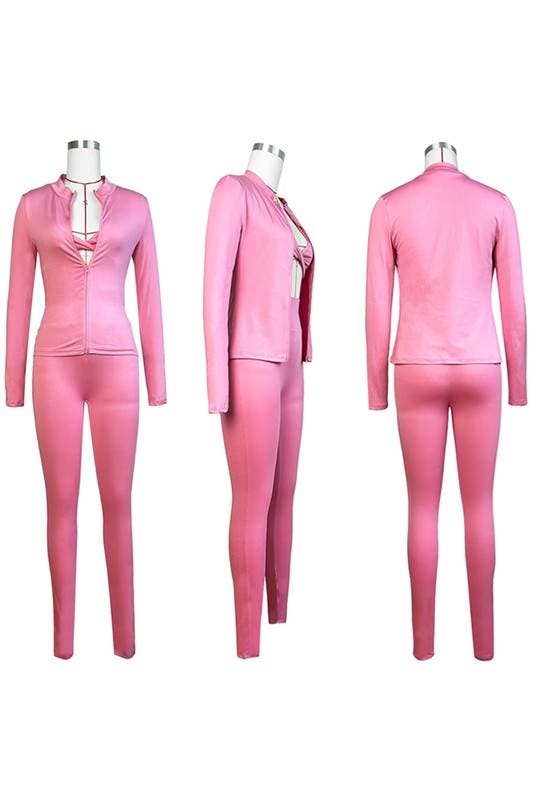 Queen Fashion - Wholesale Top & Pant Set (NOT Loungewear) - Women's - 3 Piece Women'S Outfit Set Halter Crop Top Pants Set8