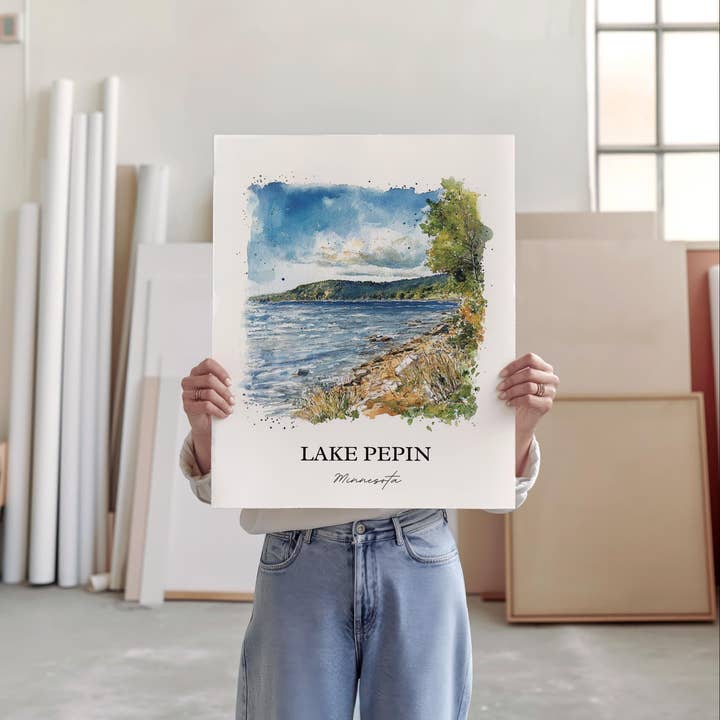 Premium Travel Art - Wholesale Art Print - Lake Pepin MN Wall Art, Lake Pepin Print, Minnesota Watercolor Art, Lake Pepin Gift, Travel Print, Travel Poster, Housewarming Gift4