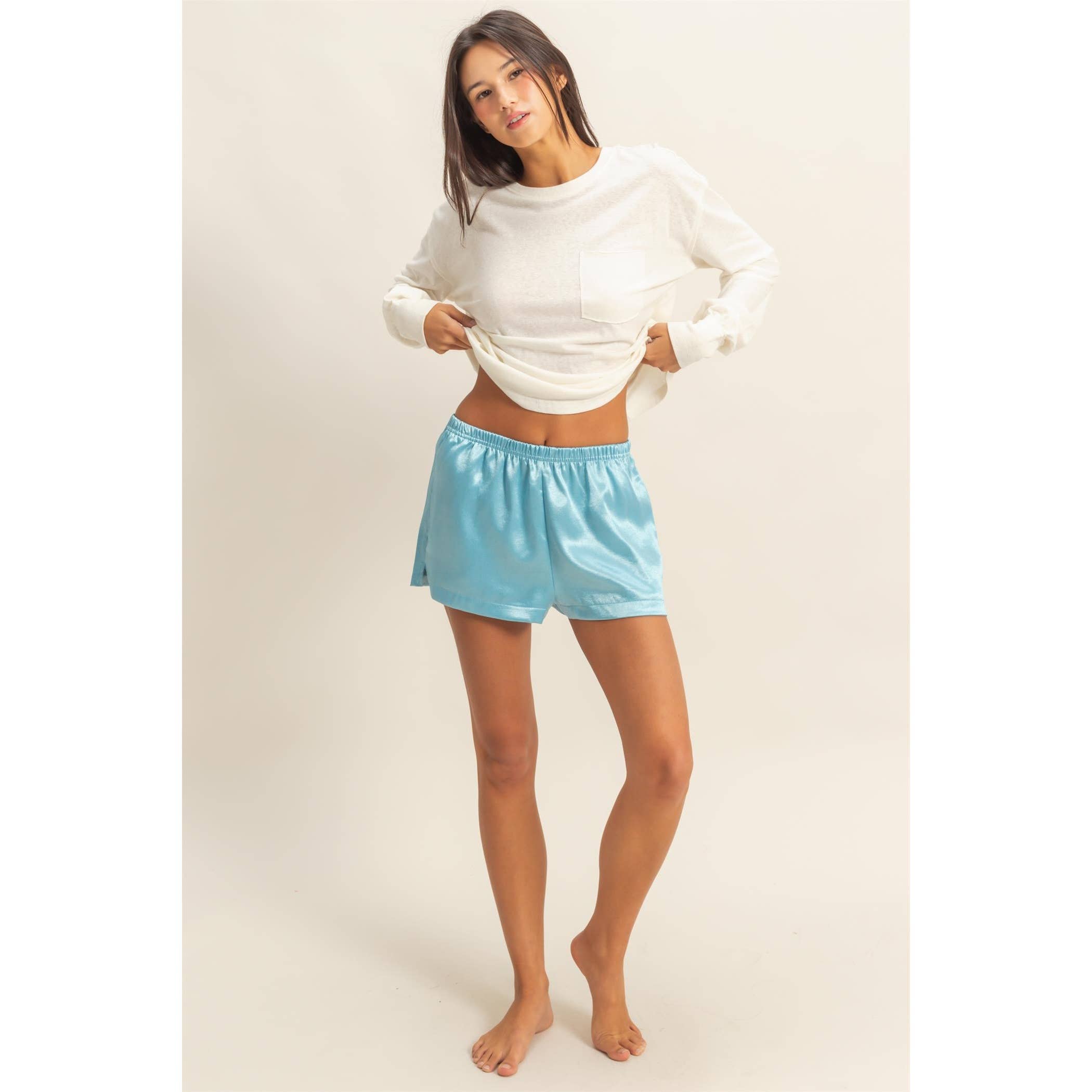 HYFVE - Wholesale Shorts - Women's - Satin Elastic Waist Shorts With Side Slit22