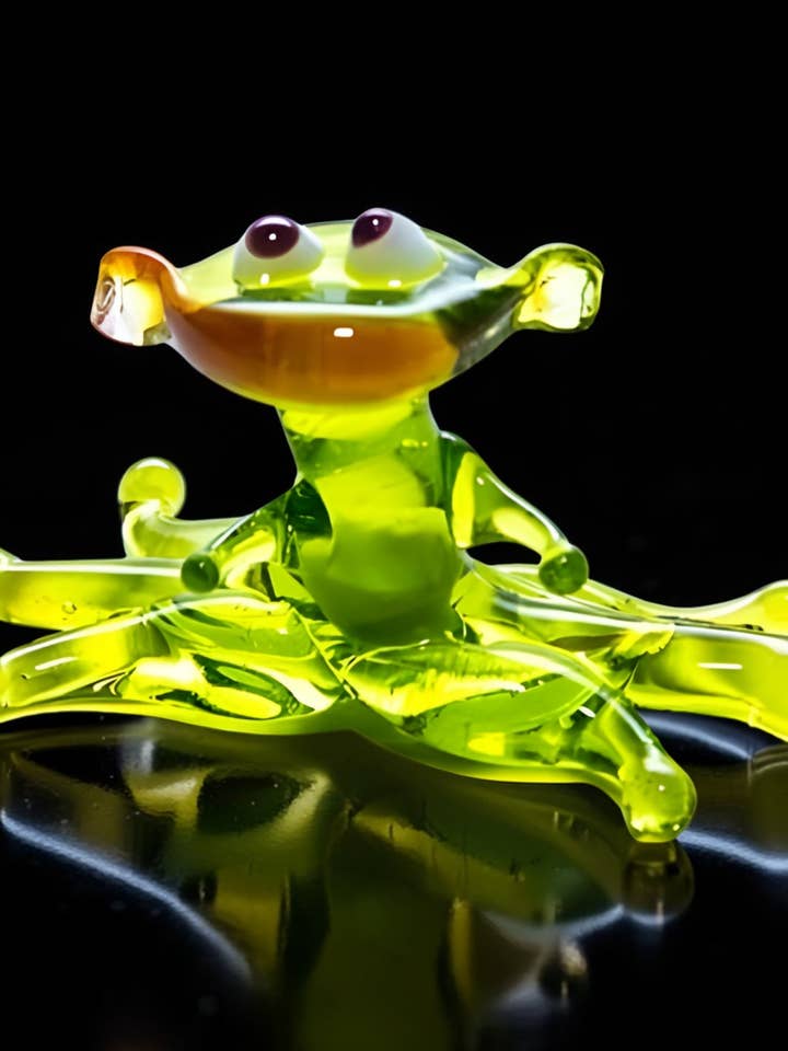 Figurine de grenouille, mini objet de collection en verre, fait main en Ukraine pour la vente par Glass by Iness