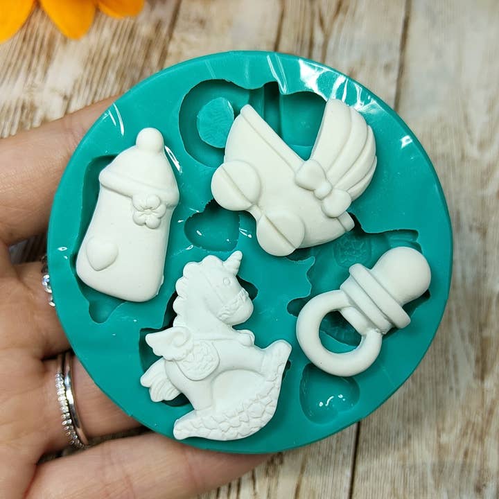 Baby Birth Stamp 4pcs 3cm in silicone for resin and plaster for wholesale by Serena Creazione di Serena Stampone