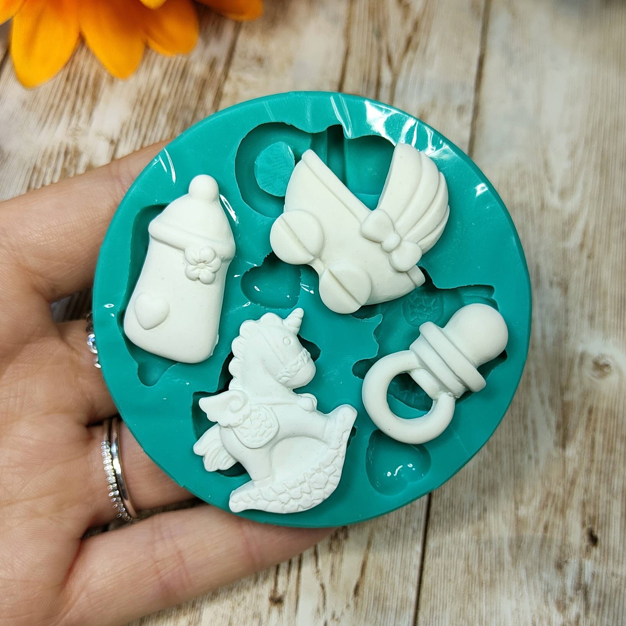 Serena Creazione di Serena Stampone - Wholesale Doe-het-zelf-knutselset - Baby Geboorte Stempel 4st 3cm in siliconen voor hars en gips