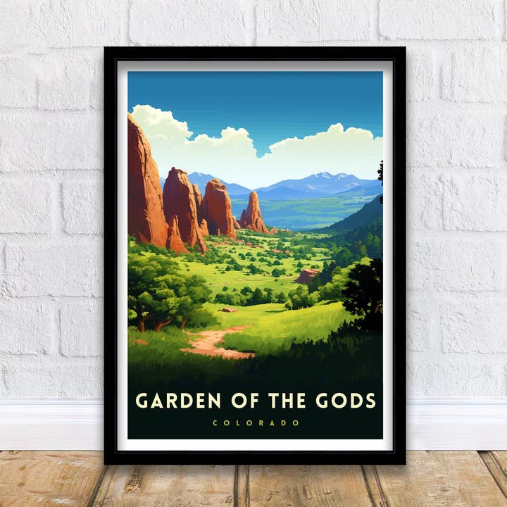 Garden of the Gods Colorado Travel Poster for wholesale by InkNPrintz