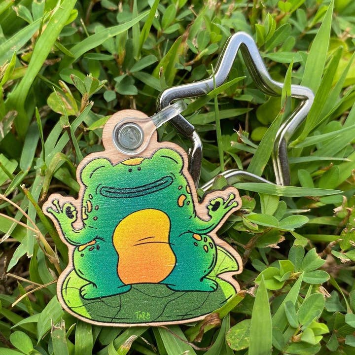 Porte-clés grenouille | Porte-clés grenouille méditante | Art grenouille | Porte-clés mignon | Cadeau animal mignon | Porte-clés | Accessoire de voiture | Porte-clés pour la vente par Tara Sullivan