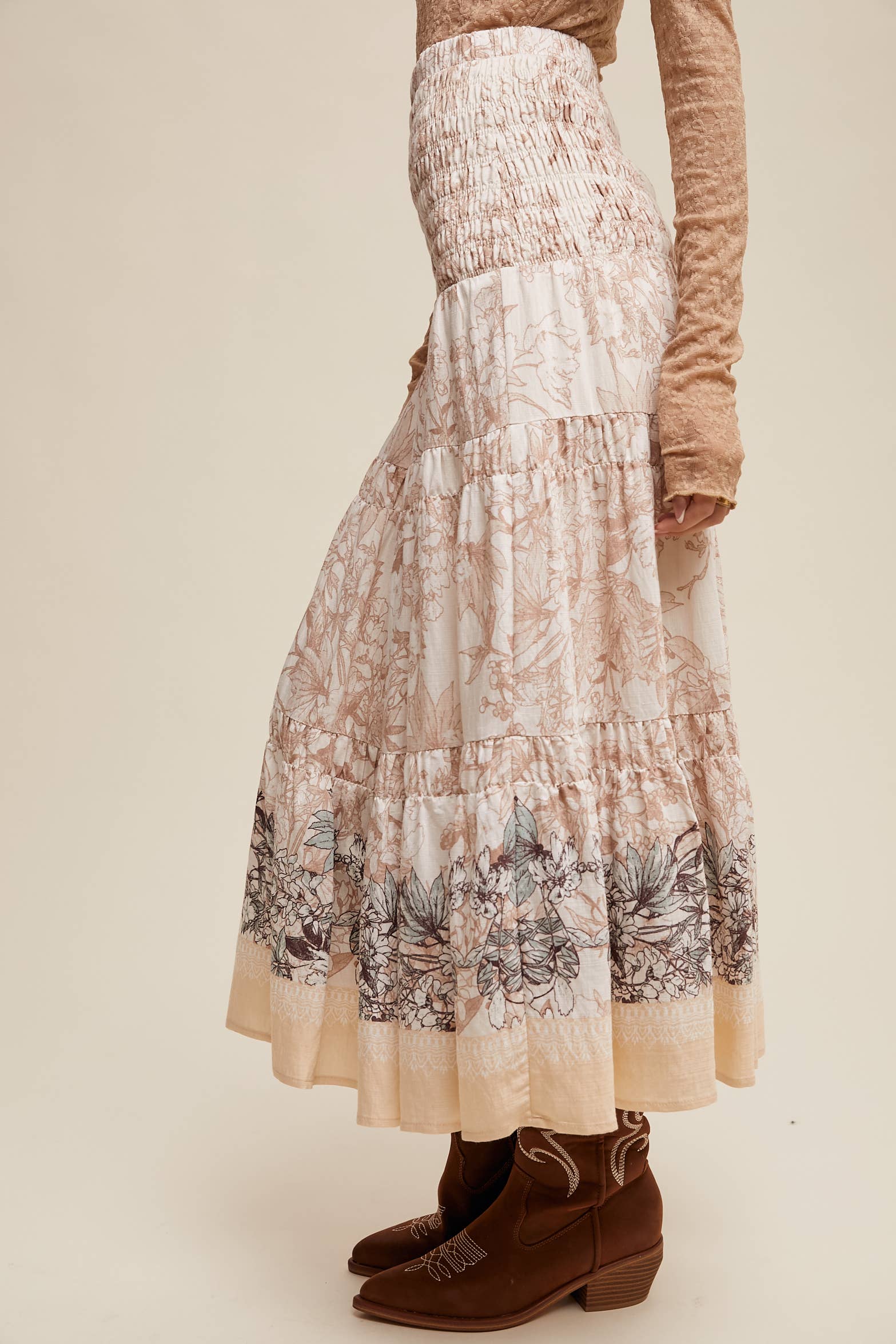 Listicle - Vente Jupe – femme - Jupe longue bohème convertible à smocks & robe bustier25