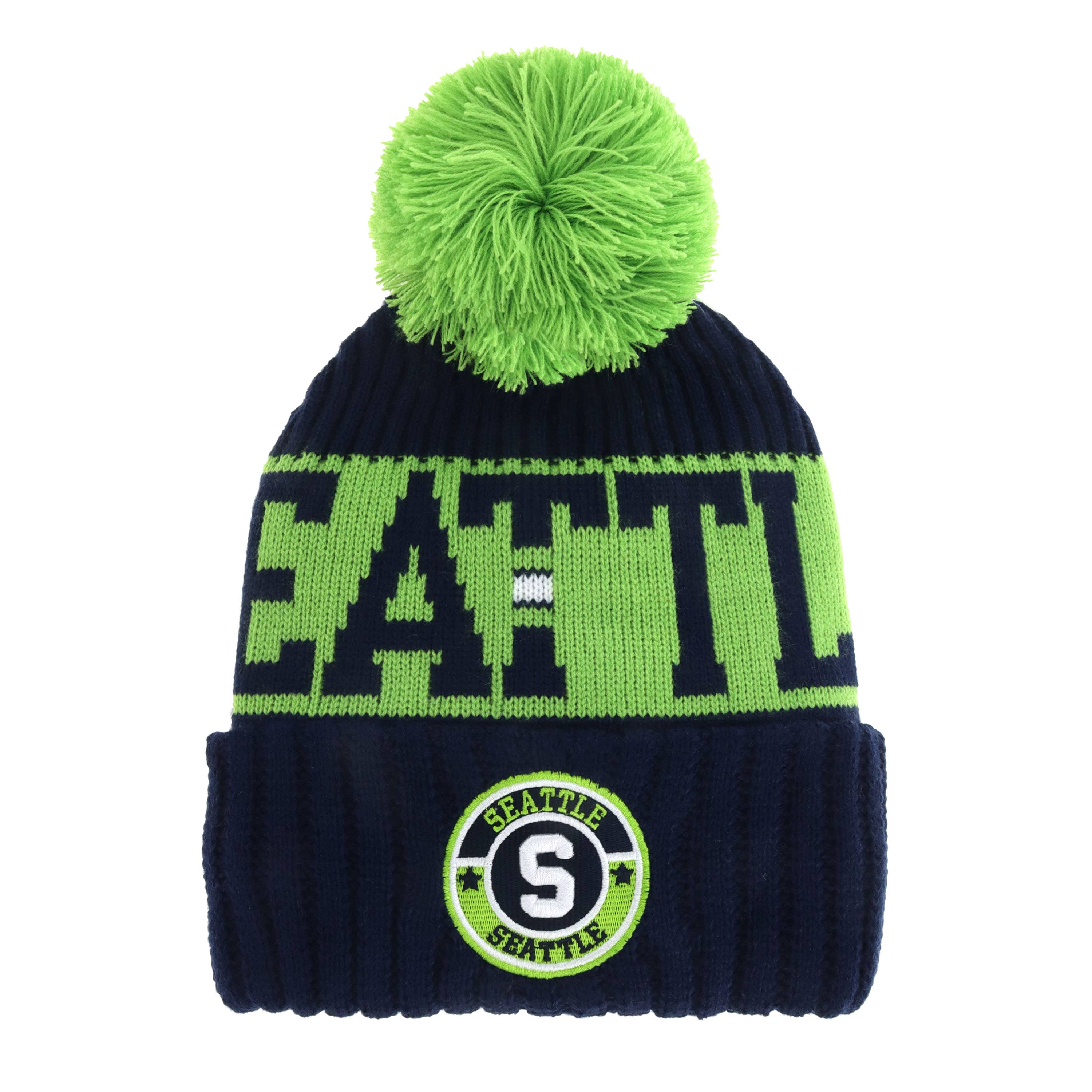 ChoKoLids – Engroshandel Beanie - Unisex – Strikkede vinterhuer med pompon og broderet fodboldhold-logo23